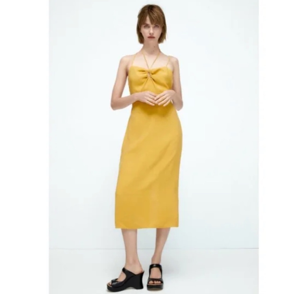 Zara Mustard Midi Dress